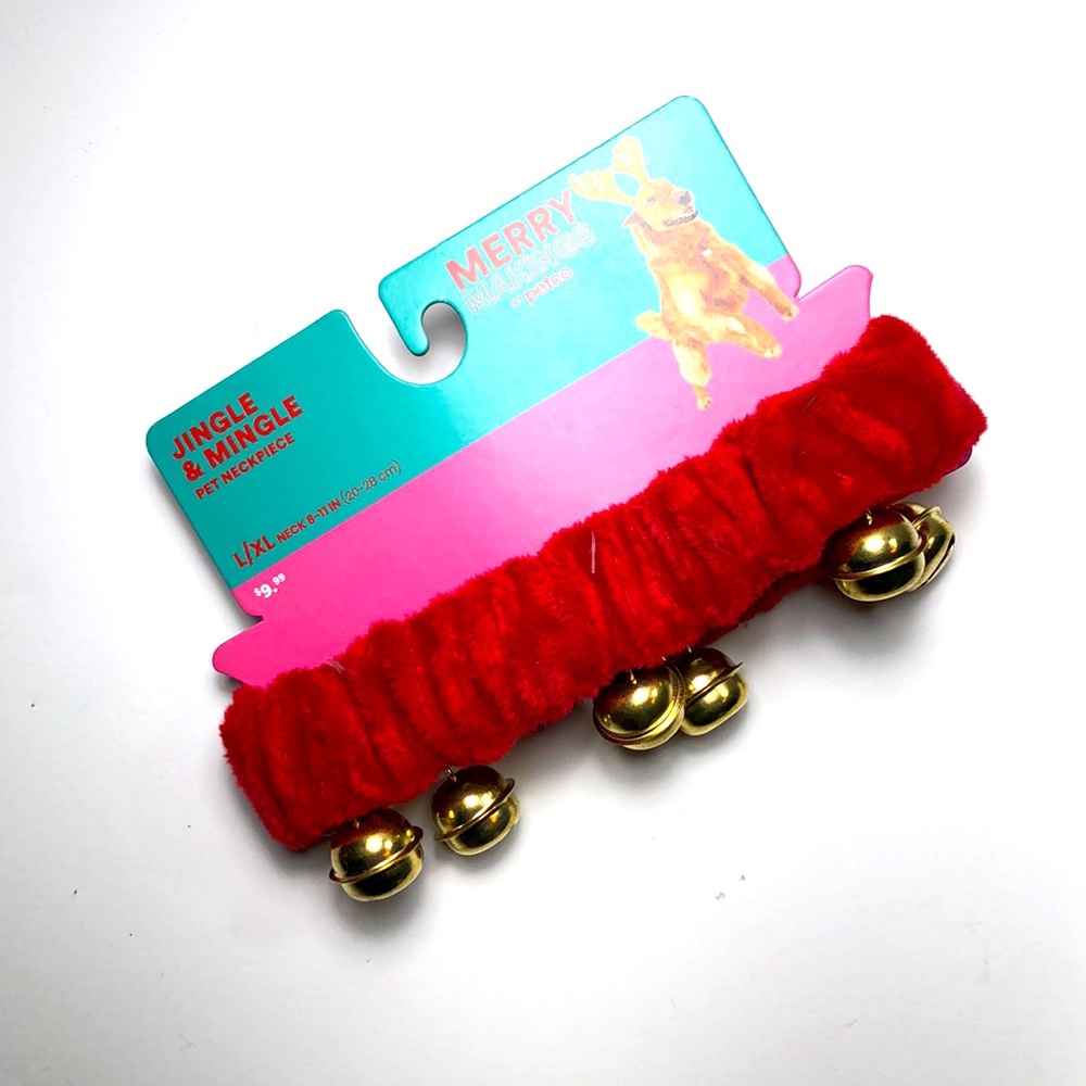 NEW MERRY MAKINGS Jingle Bell-Embellished Red Velvet Pet Neckpiece L/XL - Picture 13 of 15